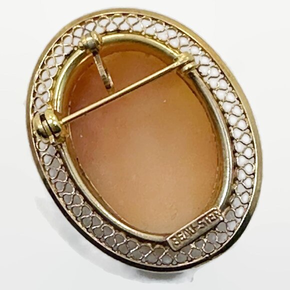 Cameo Brooch, Pendant, Shell, Left Facing, Carved, Beau,Sterling Silver, Gold Ve - Picture 2 of 4